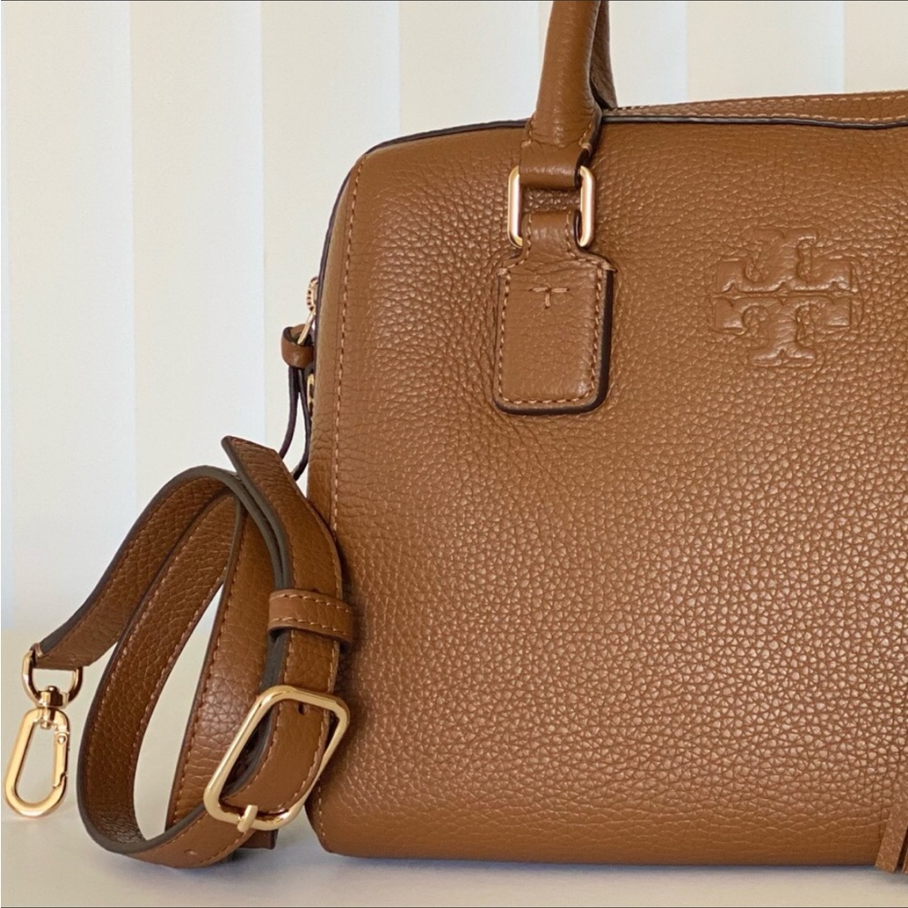 Tory Burch Tan Pebbled Leather Satchel - Picture 3 of 12